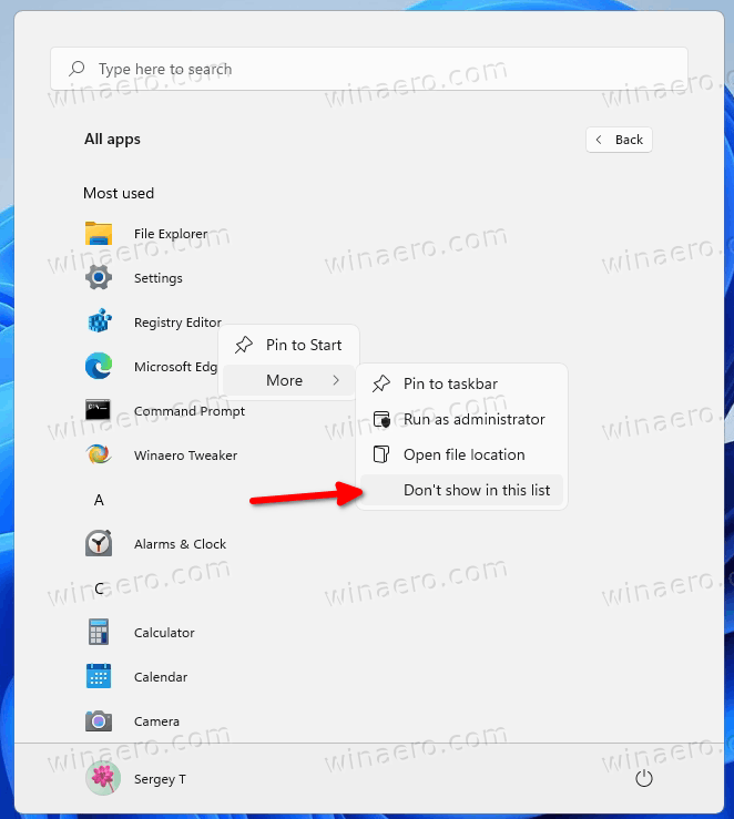 Remove Specific App From Most Used List