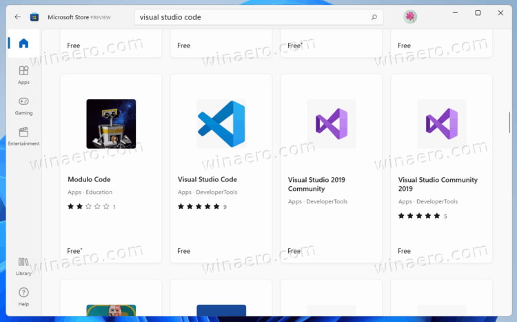 Visual Studio In Microsoft Store On Windows 11