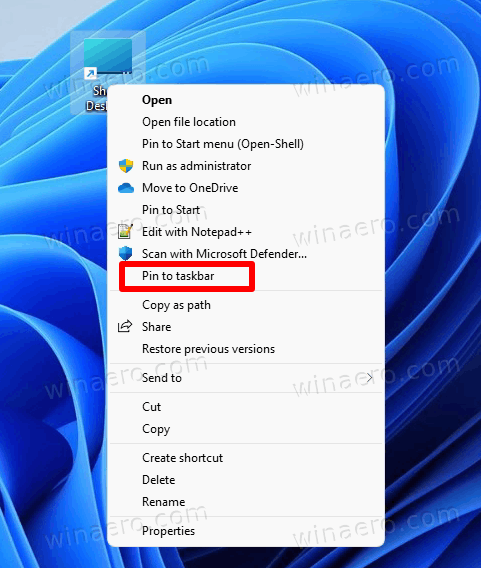 Windows 11 Add Show Desktop Shortcut To Taskbar