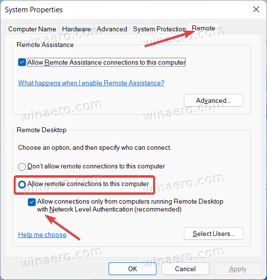 Windows 11 разрешает удаленное подключение к этому компьютеру
