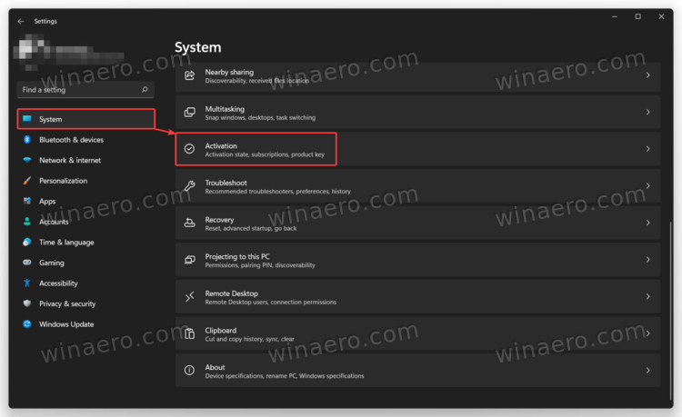 Windows 11 Settings System Activation