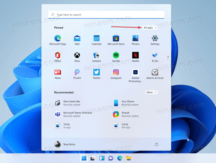 Windows 11 Start Menu All Apps Option