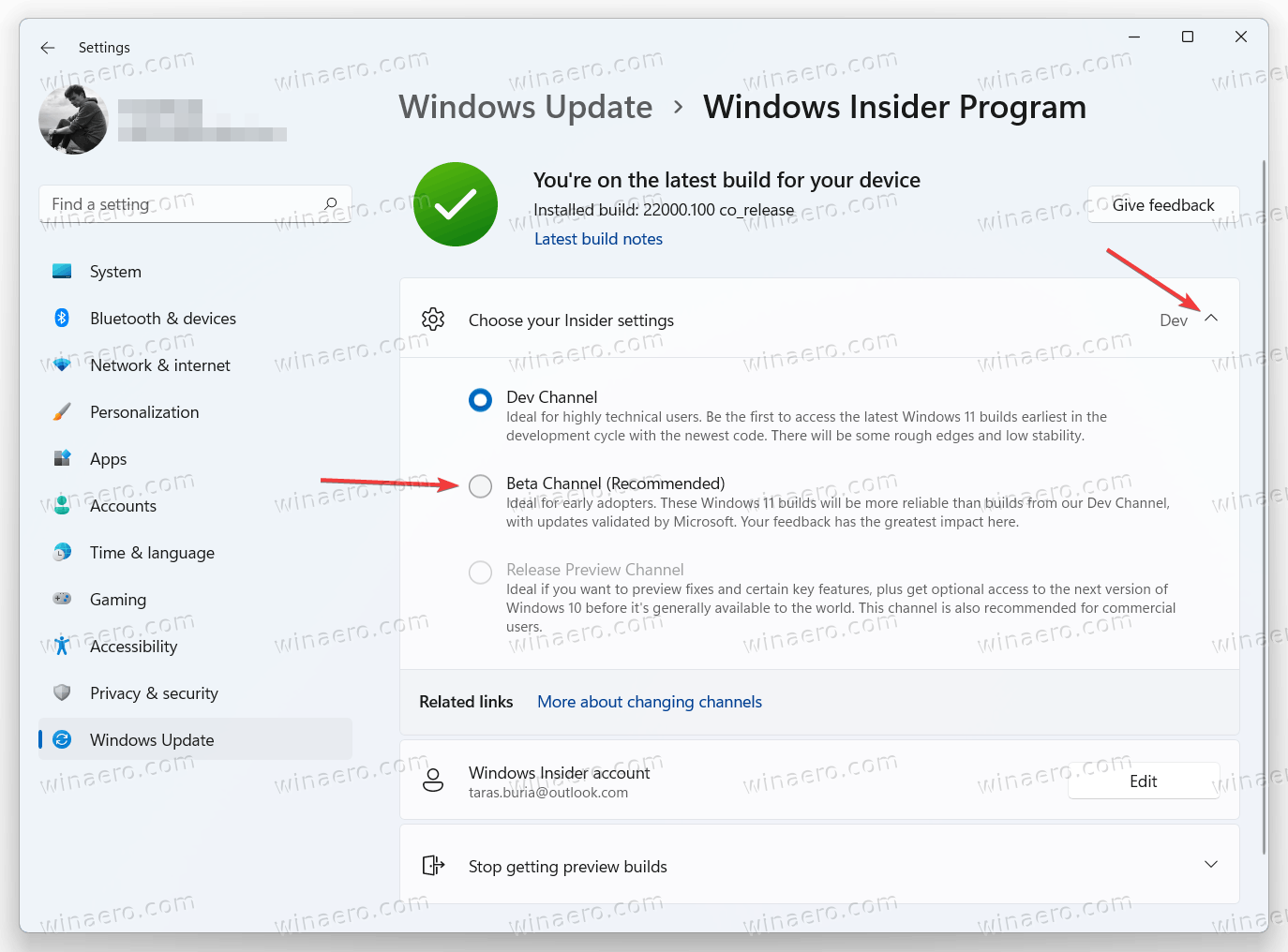 Windows 11: переход с канала разработки на бета-версию