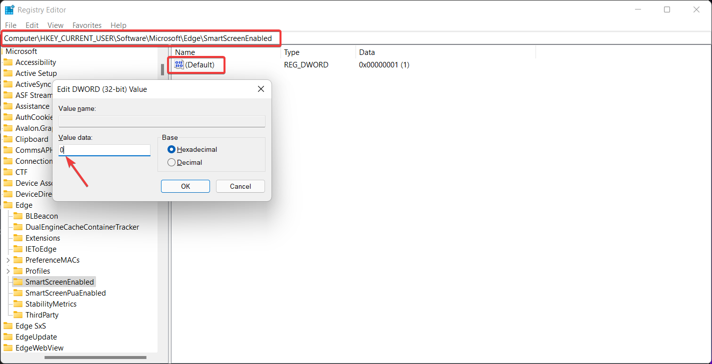 Disable Microsoft Edge SmartScreen In The Registry