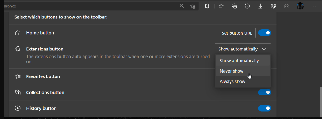 Edge Improvements To The Extensions Button Toggle