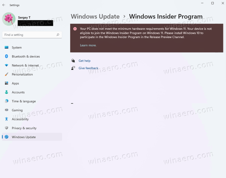 Windows 11 Insider Program Pc Not Supported