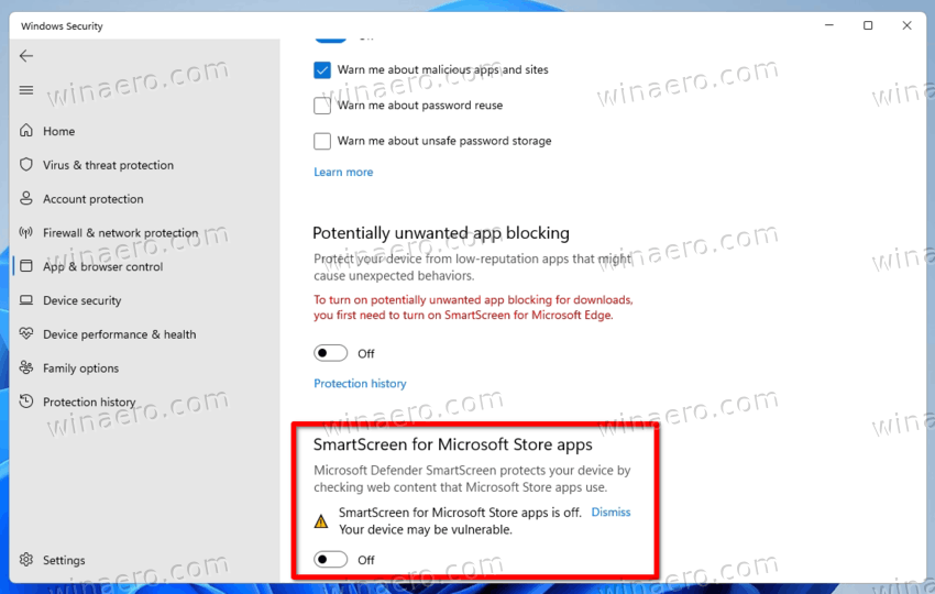 Disable SmartScreen For Microsoft Store Apps