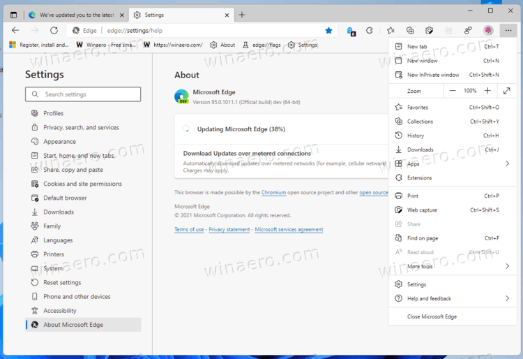 Microsoft Edge Dev 95.0.1020.0 is out with Windows 11-style visual updates