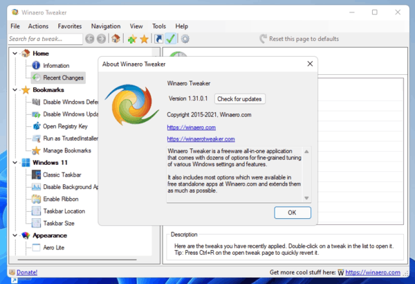 Winaero Tweaker 1.31.0.1