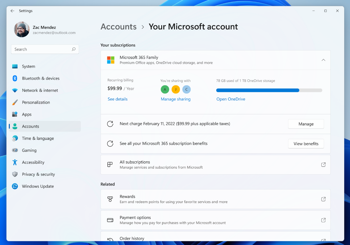 Build 22489 New Microsoft Account Page