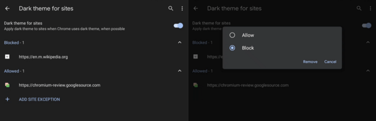 Chrome Android Dark Theme Per Site Settings