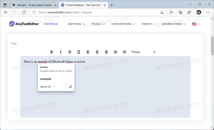 Microsoft Editor is now built-in into the Edge browser