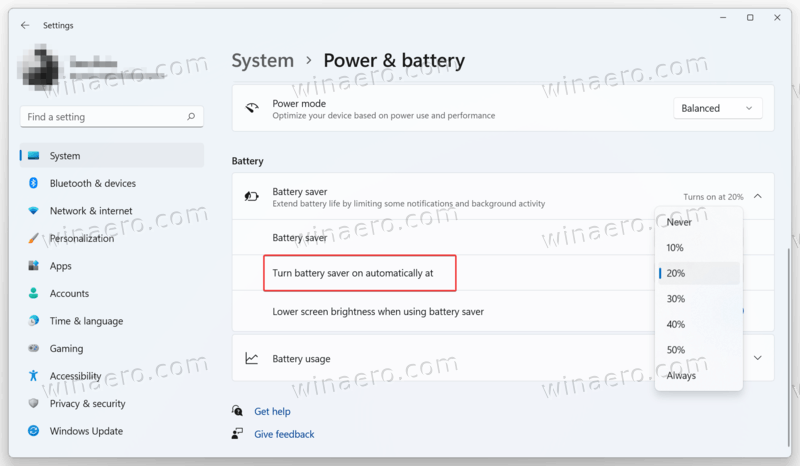 Enable Battery Saver Automatically