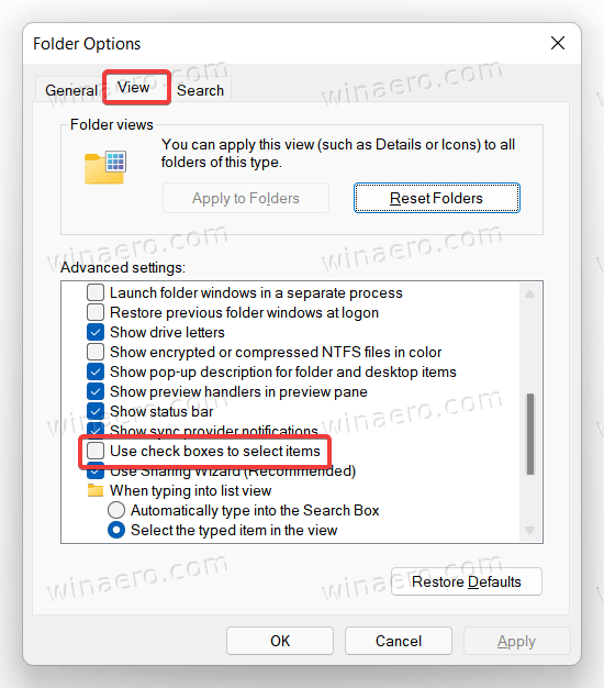 Enable Checkboxes In Folder Options