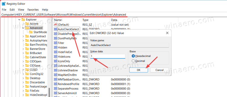 Enable File Explorer Checkboxes In The Registry