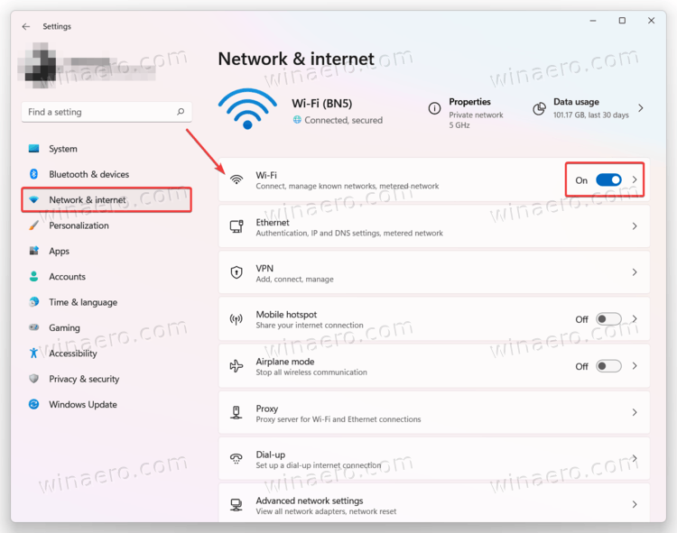 Enable Or Disable Wi Fi In Windows 11 Settings
