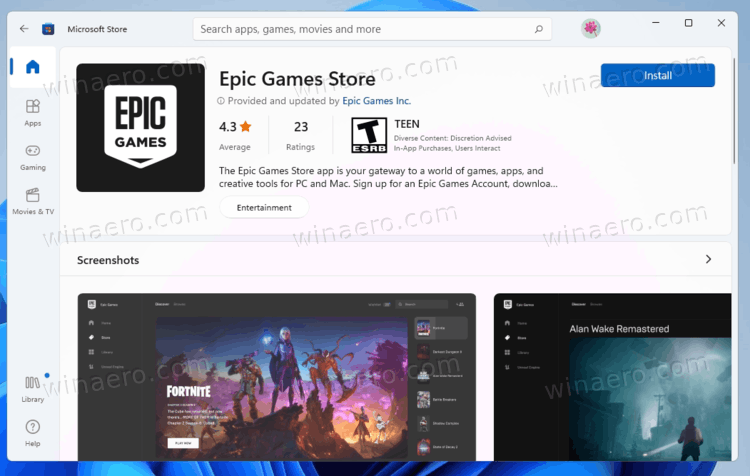 Epic Games Store, Official Site