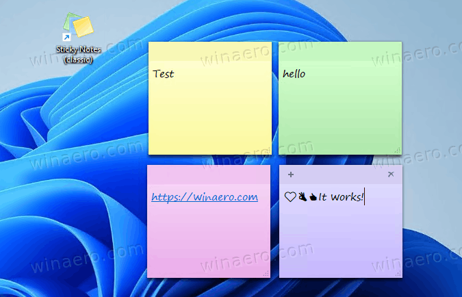 sticky note widget on windows 10