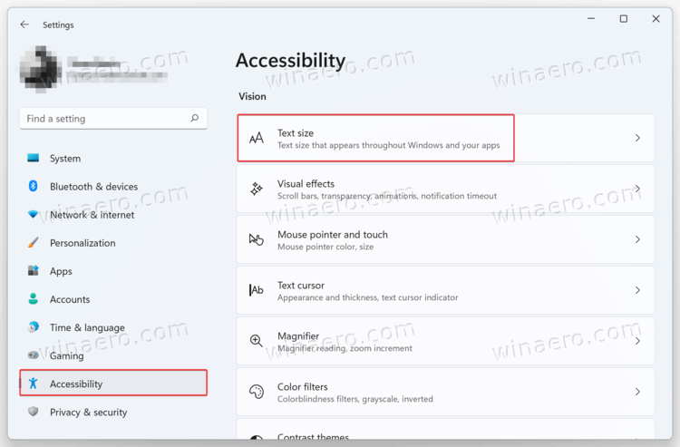 Windows 11 Accessibility Text Size