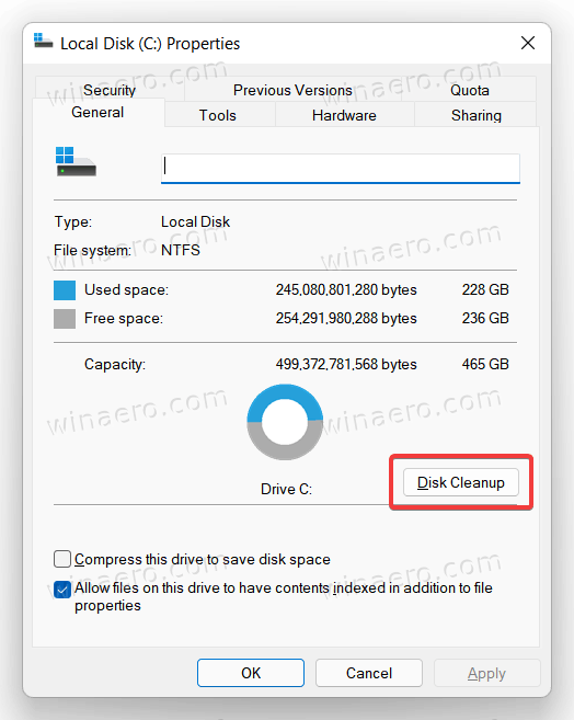 Windows 11 Open Disk Cleanup