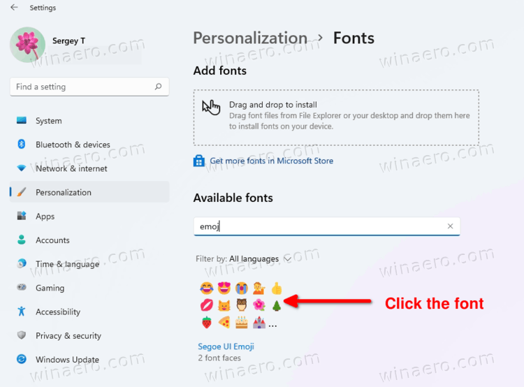 windows 11 change emoji font