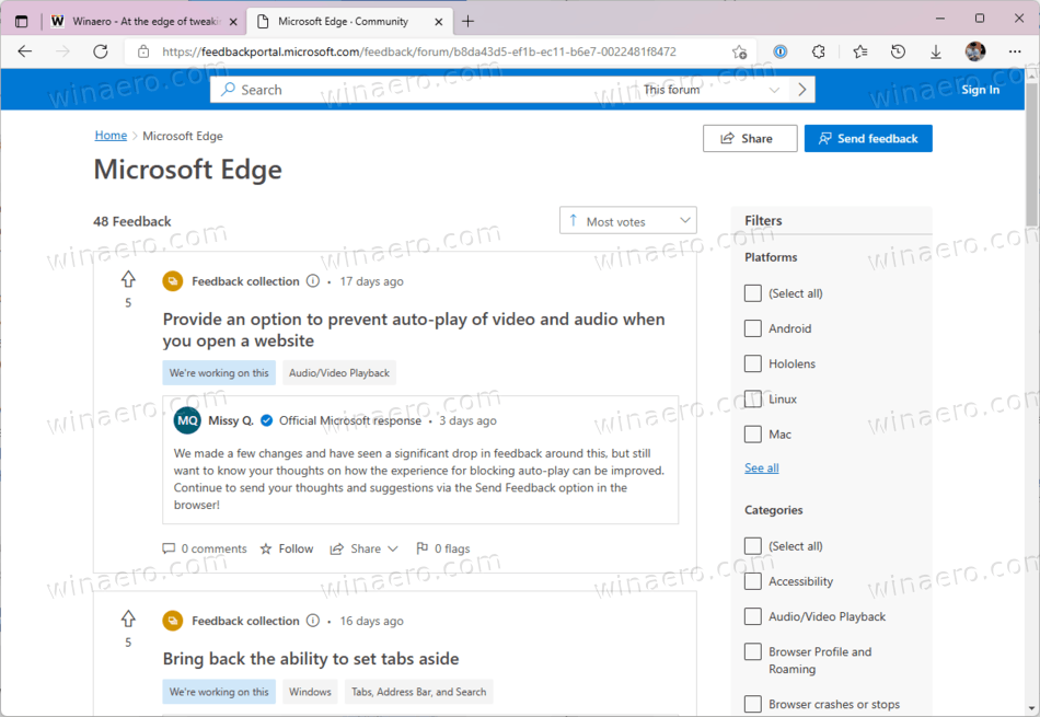 New Feedback Portal For Edge And Teams