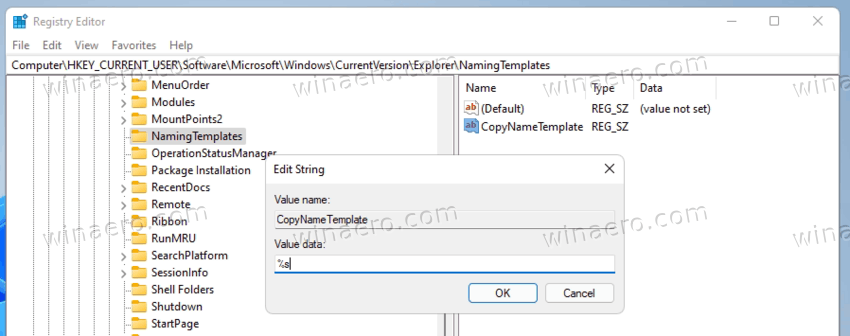 Change File Copy Name Template In Windows 11