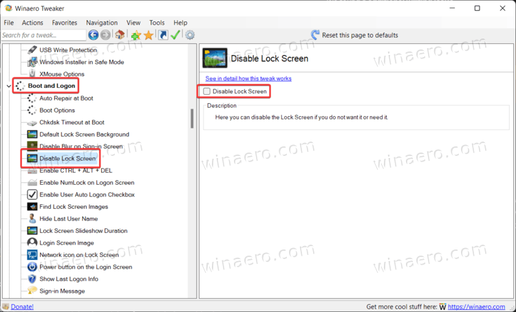 Disable Lock Screen In Windows 11 With Winaero Tweaker