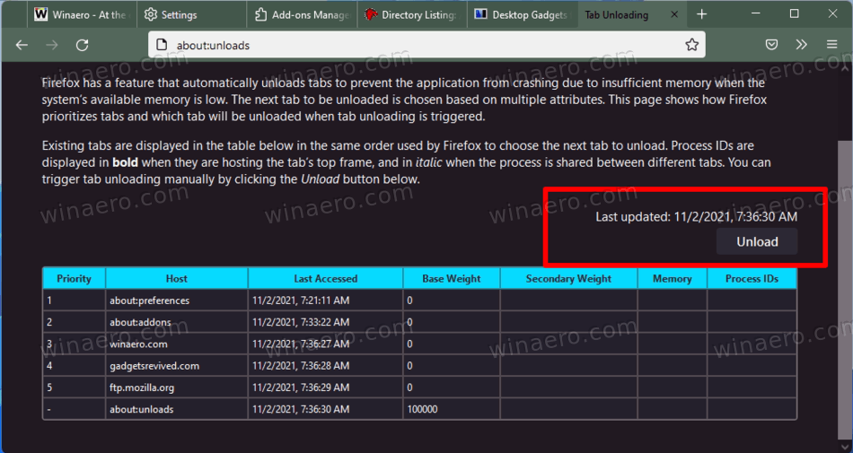 Firefox 94 Tab Unloading