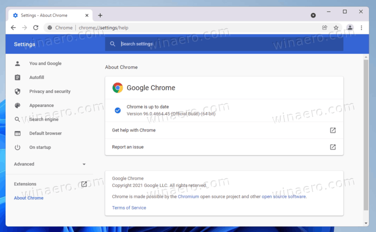 Google Chrome 96