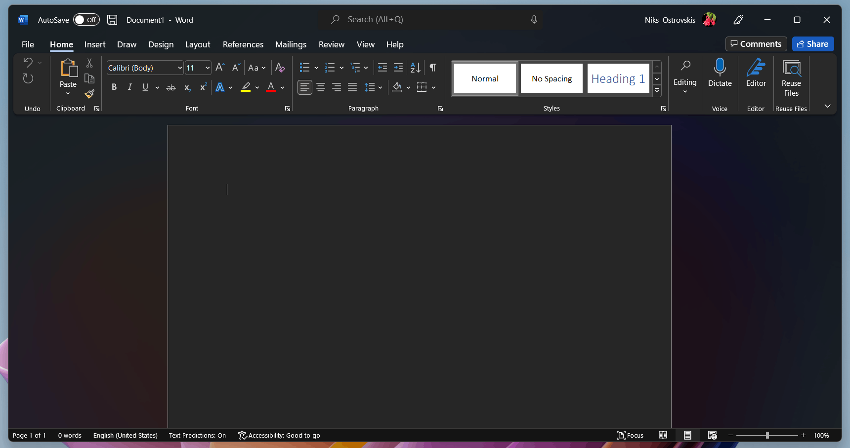 Mica Blur Effect In Microsoft Word On Windows 11