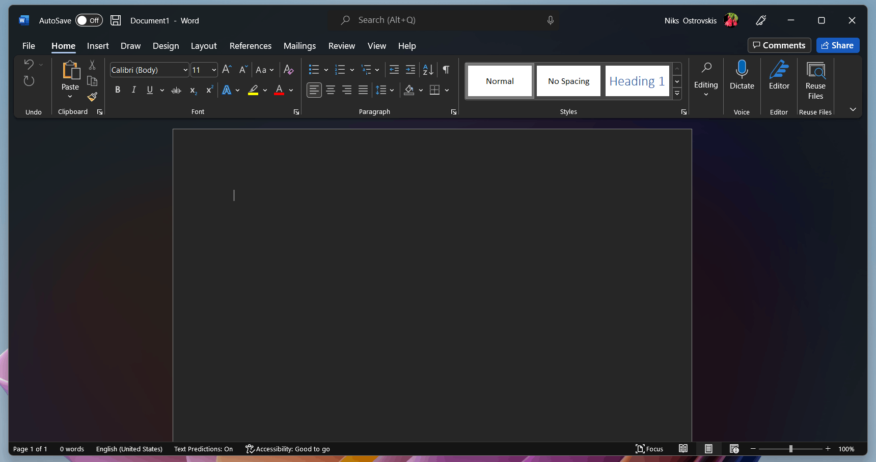 Microsoft Word has got the Mica blur effect on Windows 11