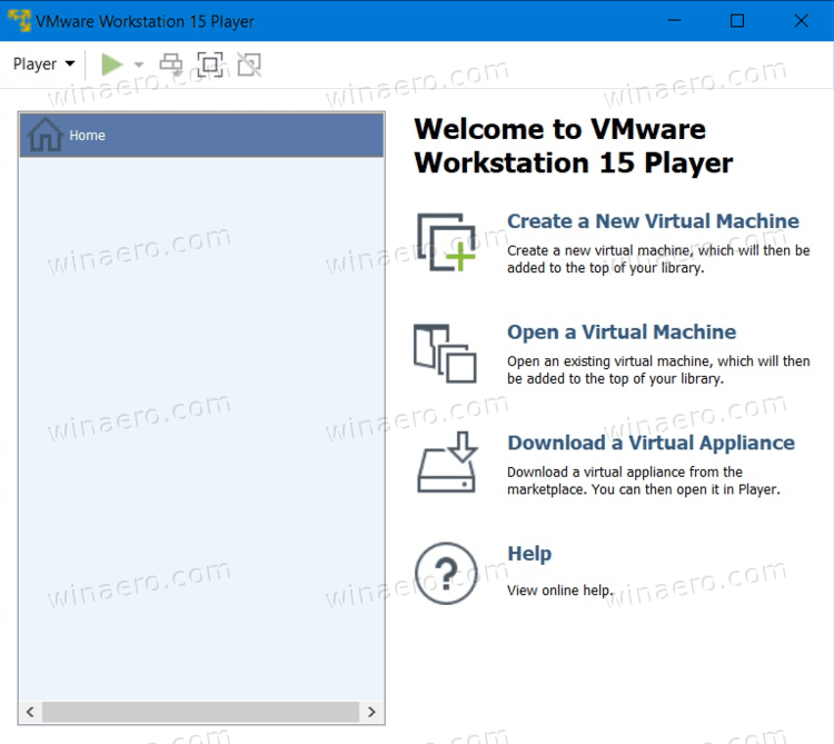 VMware Player Workstation Player Screenshot