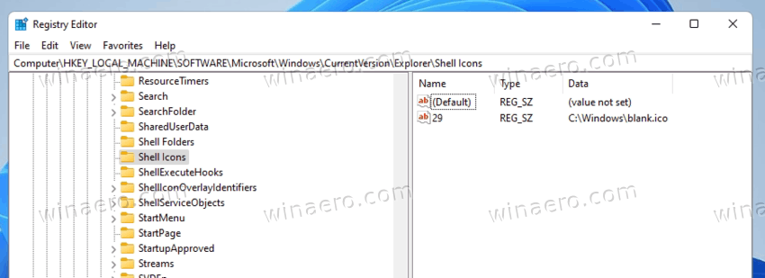 Windows 11 Manually Remove Shortcut Arrow In Registry