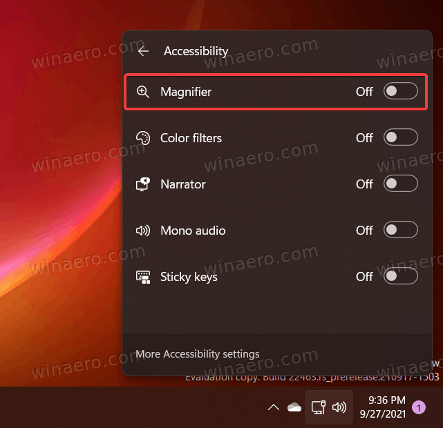 Enable Magnifier In Windows 11 Quick Settings