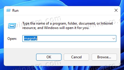Open Magnifier From The Run Dialog