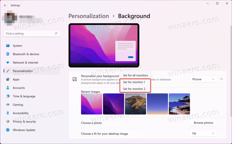 How to Set Wallpaper Per Monitor in Windows 11