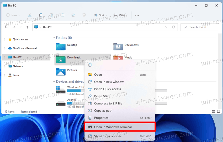 Windows 11 Open In Windows Terminal Right Click Menu