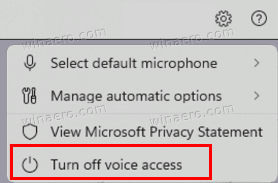 Windows 11 disable Voice Access using the toolbar