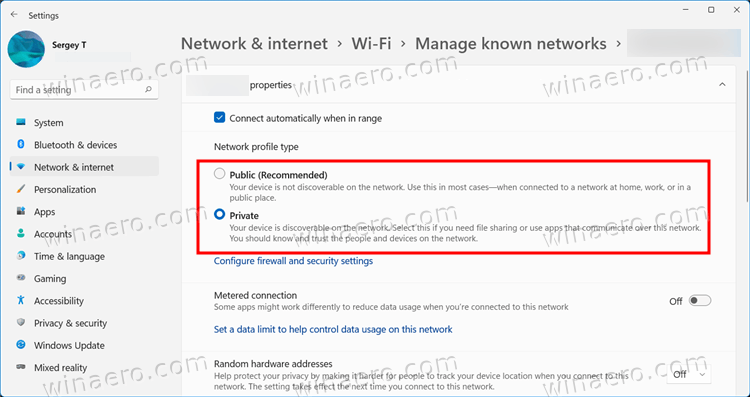 Change Network Profile Type For Known Networks