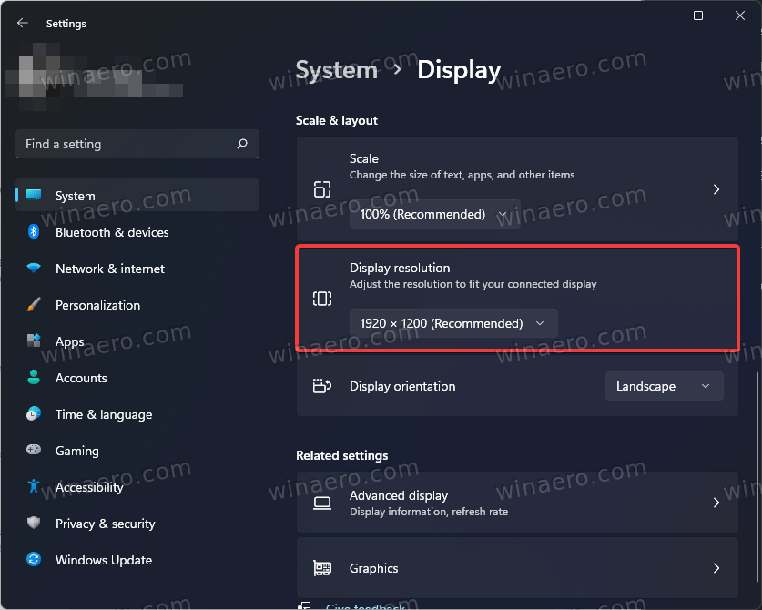 Change Screen Resolution in Windows 11