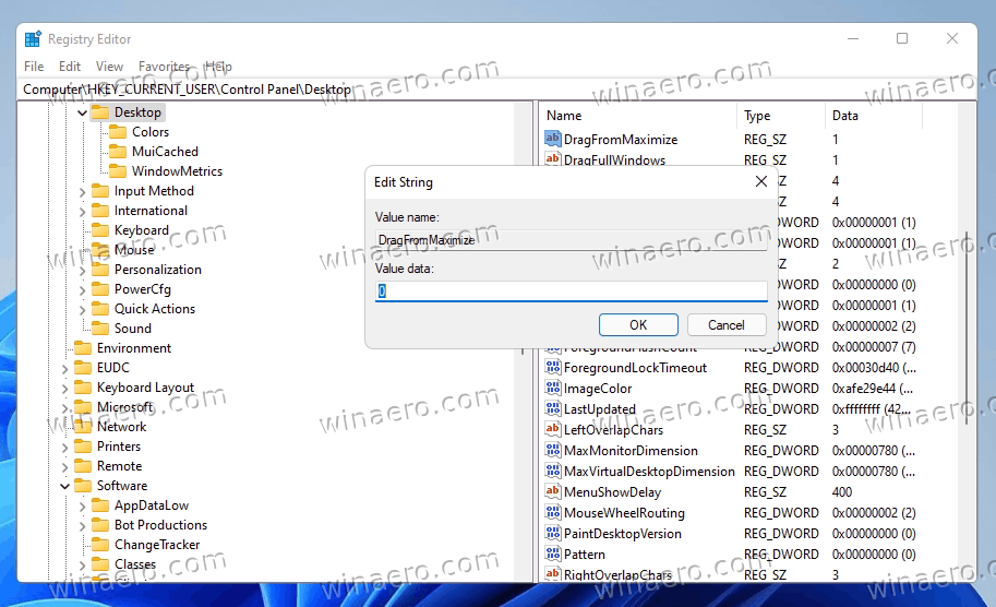Disable Dragging Of Maximized Windows In Windows 11