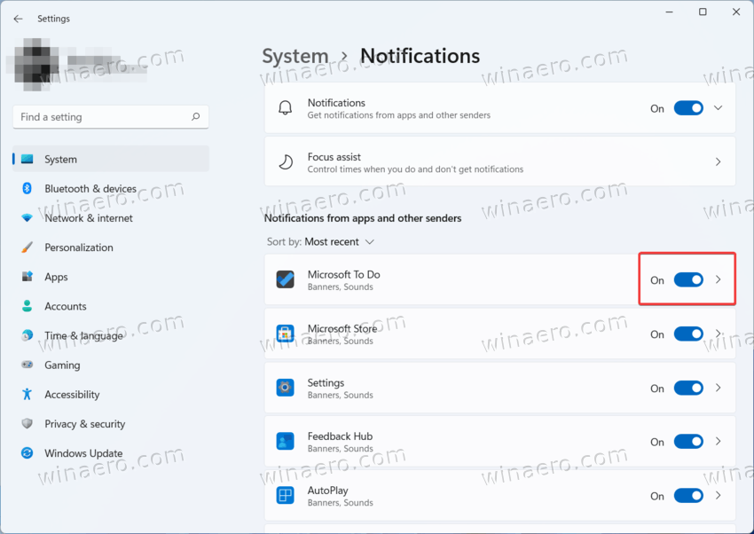 Windows 11 disable notifications for a specific app