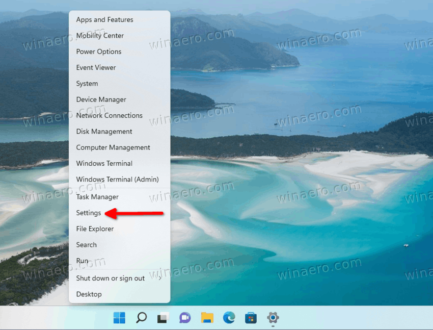 Open Settings In Windows 11 From The Start Right Click Menu