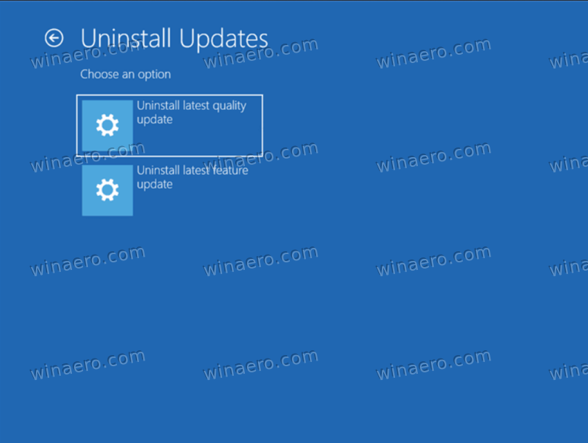 Windows 11 Uninstall Latest Update in Advanced Startup Options