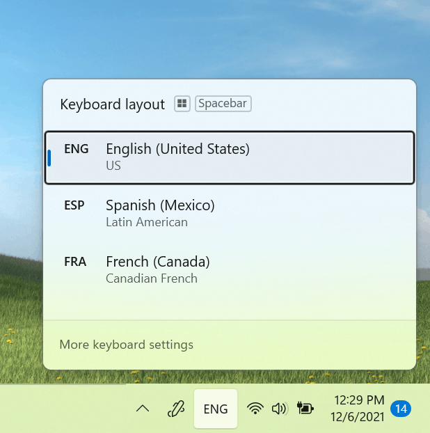 Windows 11 new language switcher