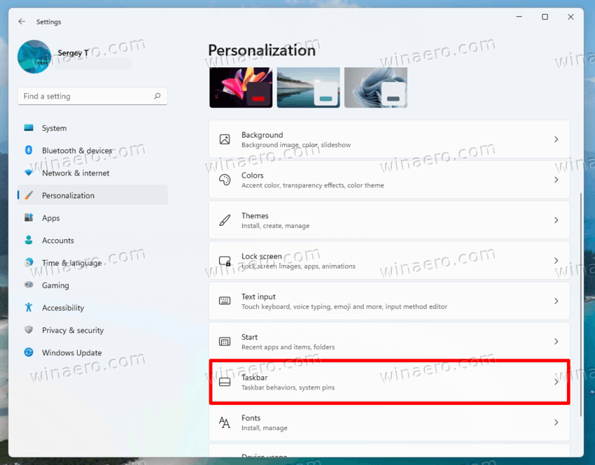 Windows 11 Settings Personalization Taskbar