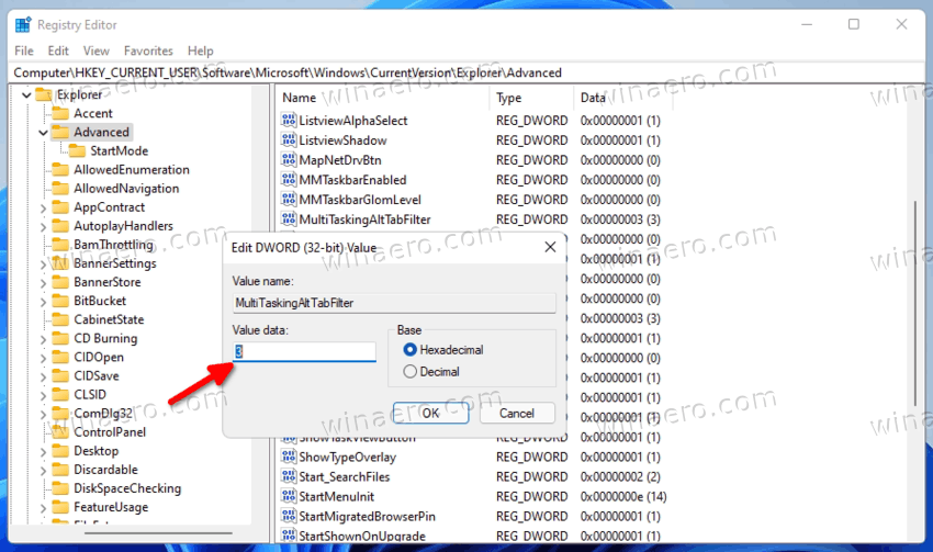 Remove Remove Edge Tabs from Alt+Tab in Windows 11