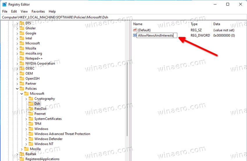 Disable Widgets In Windows 11 In The Registry