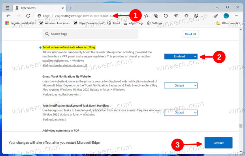 Enable Boost Screen Refresh Rate When Scrolling In Microsoft Edge